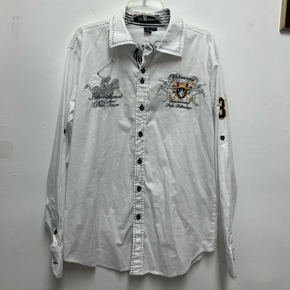 White Embroidered Men's Casual Shirt